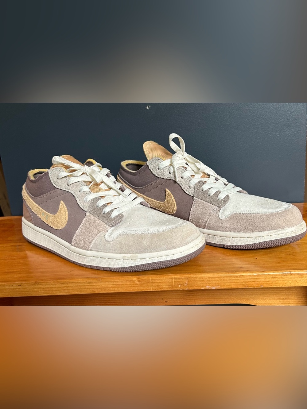 Nike Low-Top Air Jordan Sneakers in Beige, Brown, and Tan
